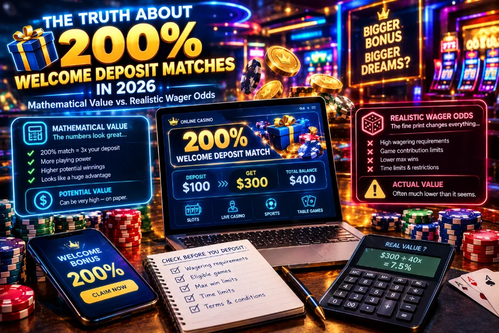 200% Casino Deposit Matches: Bonus Caps and Wagering Explained